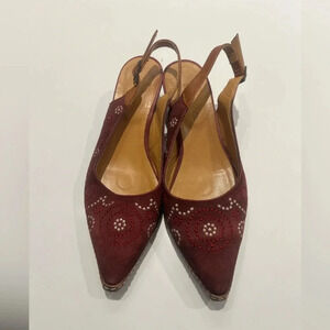 Sundance Minette Embroidered Leather Slingback 36 Boho Festival Bohemian Hippie